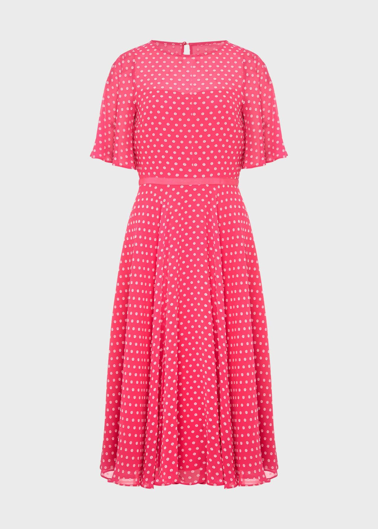Petite Eleanor Spot Fit And Flare Dress, Pink Ivory, hi-res