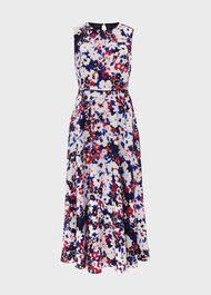 Petite Carly Gathered Neck Floral Dress, Navy Pink Multi, hi-res