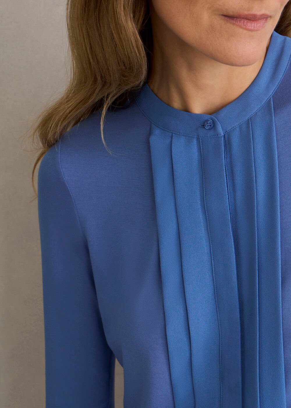 Tiana Pleat Front Top, Thistle Blue, hi-res