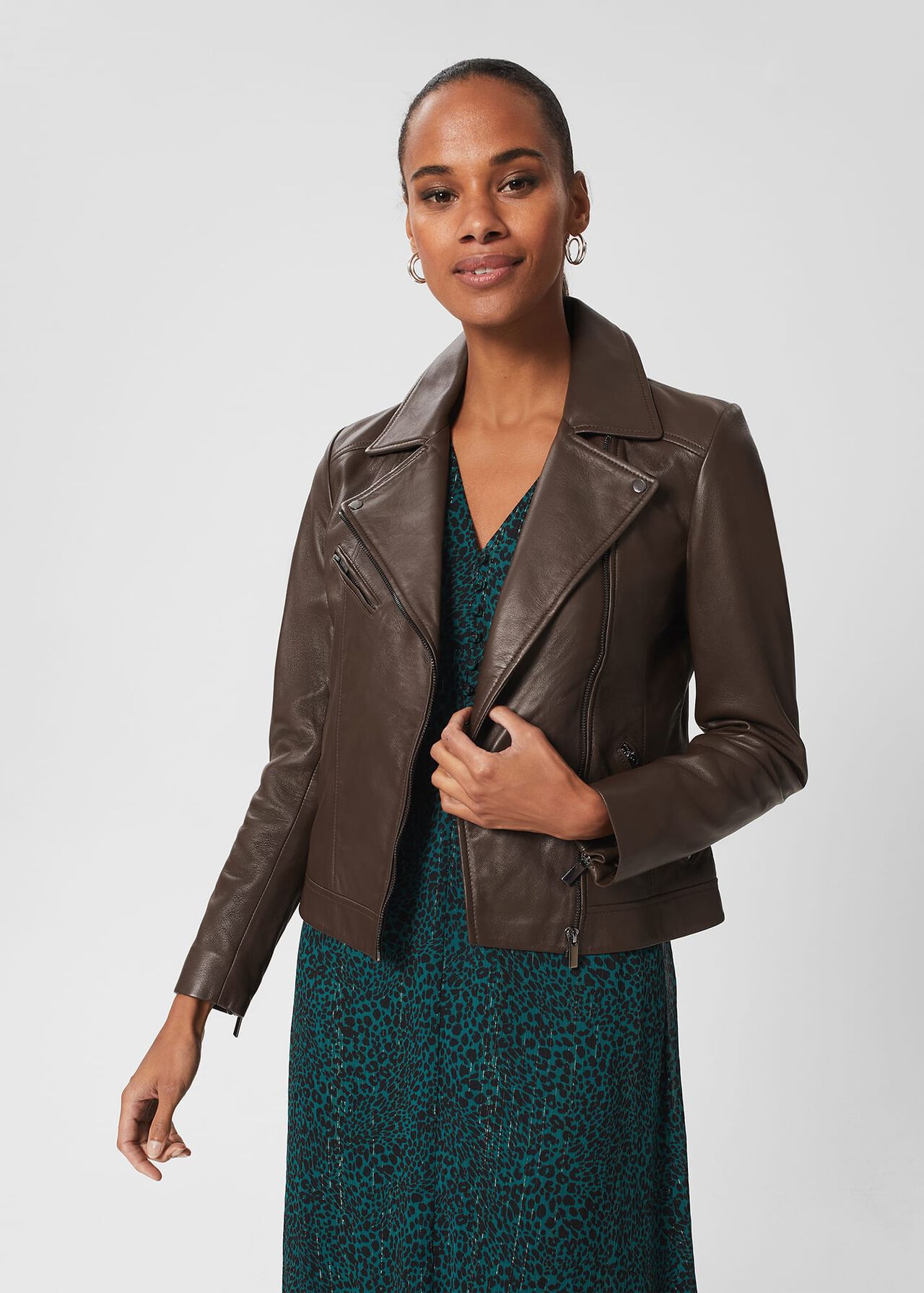 Dakota Leather Jacket, Chocolate Brown, hi-res