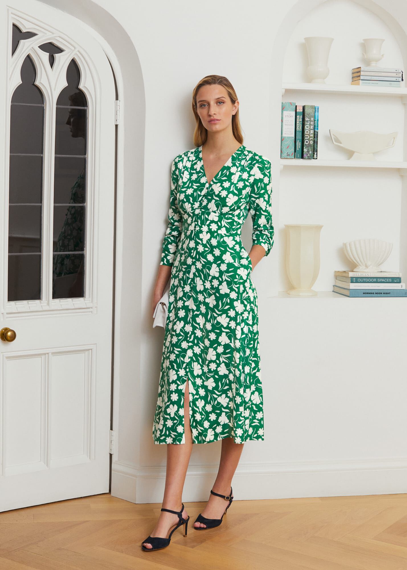 Hobbs green floral dress on sale