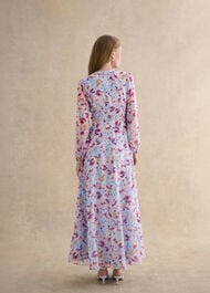 Petite Thea Tie Belted Dress, Pale Blue Multi, hi-res