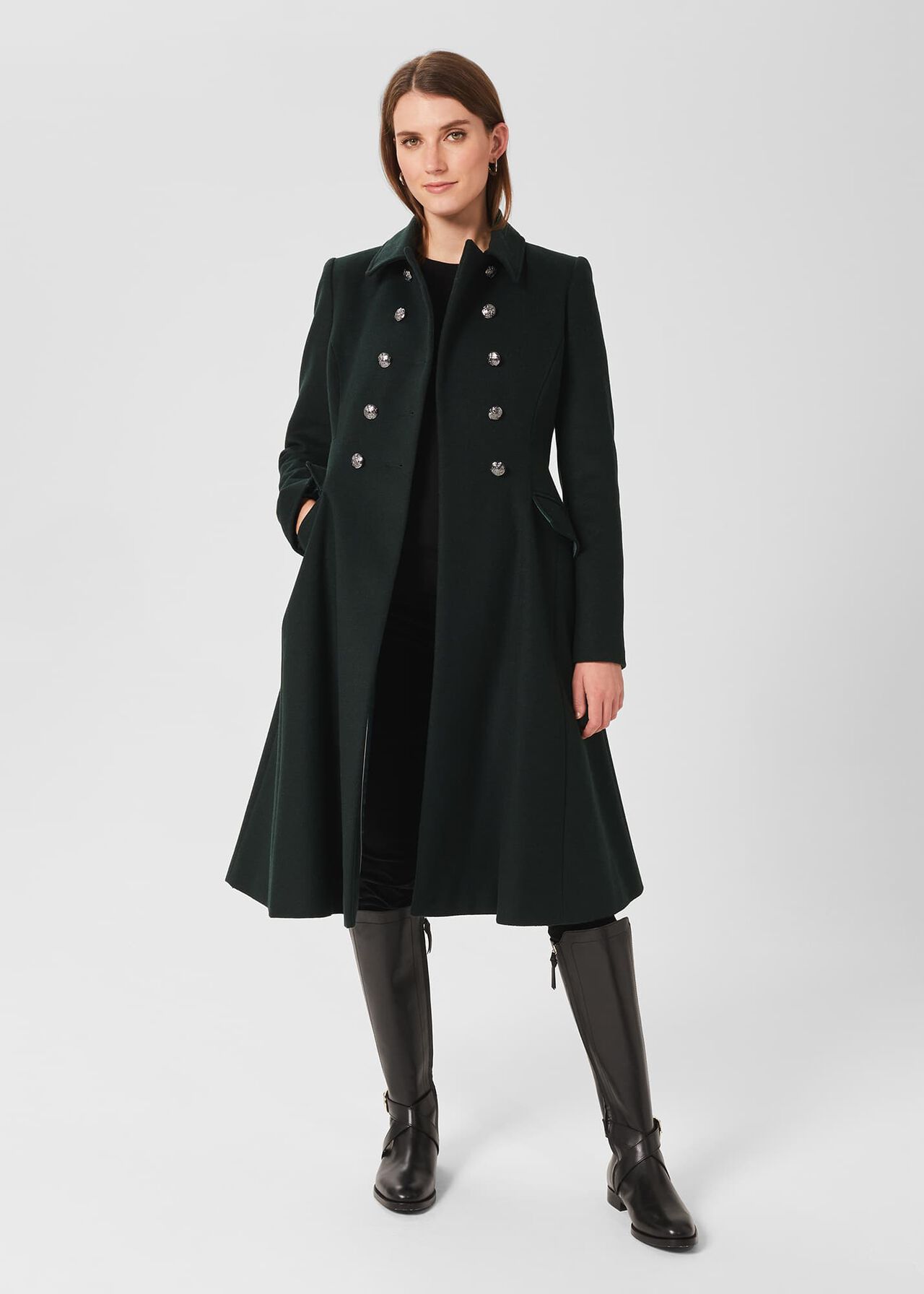 Francesca Wool Blend Coat, Forest Green, hi-res