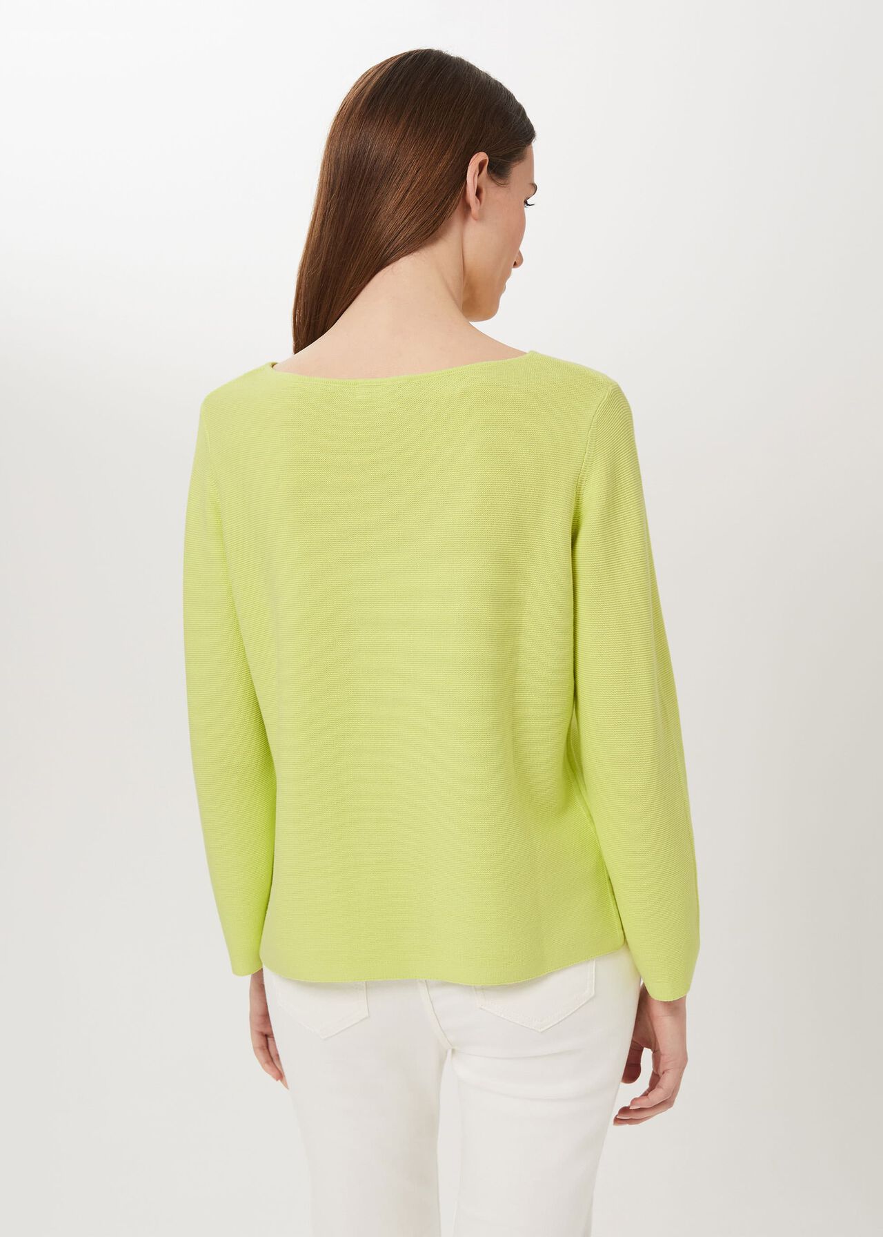 Beatrice Cotton Sweater, Lime Green, hi-res