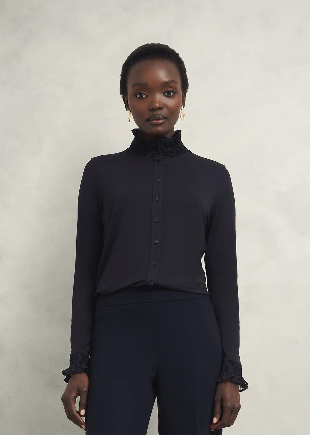 Sera Frill Top, Hobbs Navy, hi-res