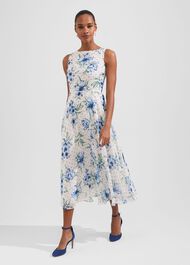 Carly Floral Midi Dress, Ivory Multi, hi-res