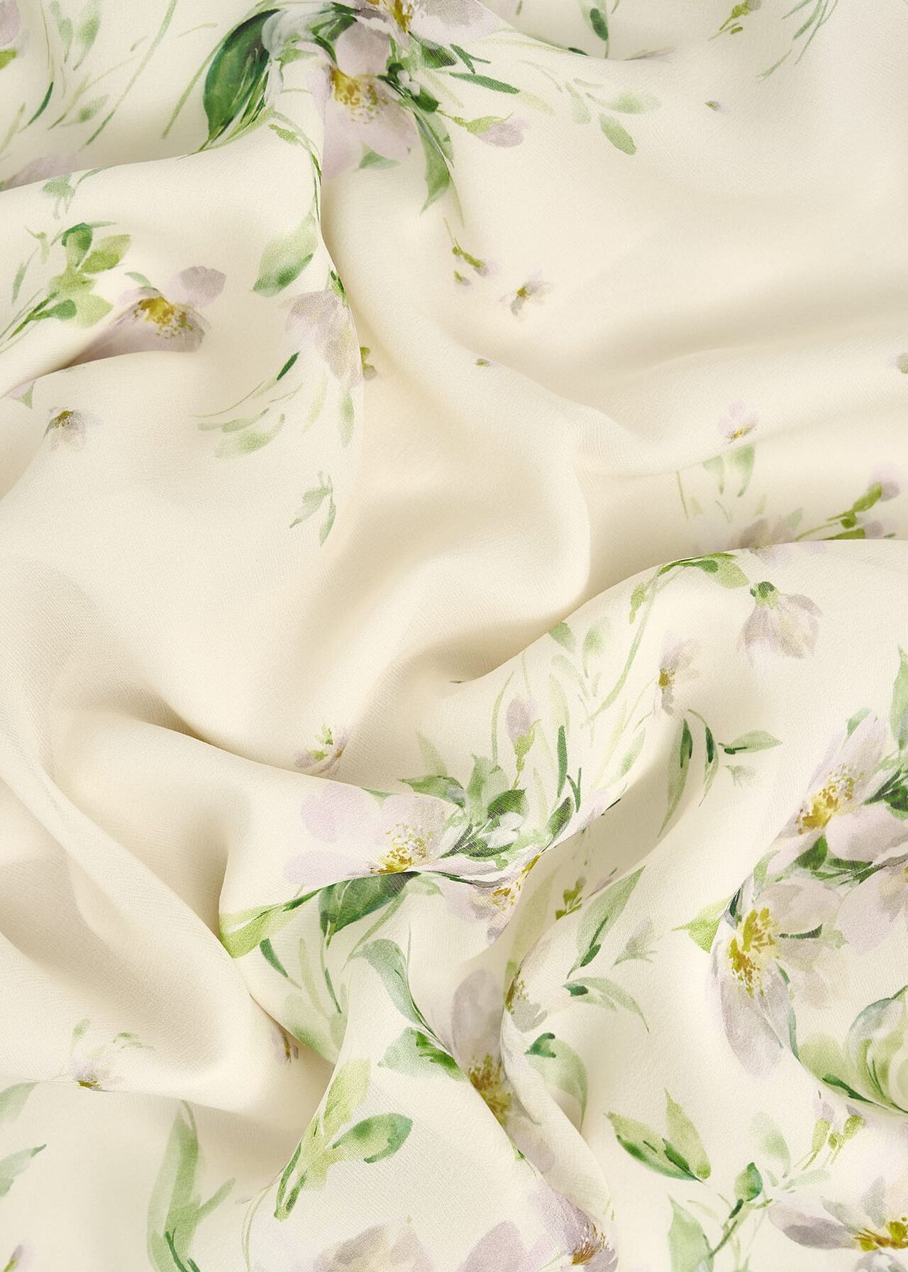Petite Kim Plait Neck Floral Silk Dress , Cream Multi, hi-res