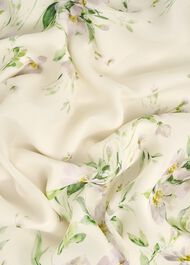 Petite Kim Plait Neck Floral Silk Dress , Cream Multi, hi-res