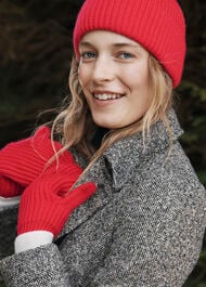 Philipa Knit Mittens With Wool, Red, hi-res