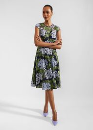 Petite Tia Embroidered Dress, Navy Multi, hi-res