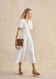 Clementine Cotton Embroidery Dress, White, hi-res