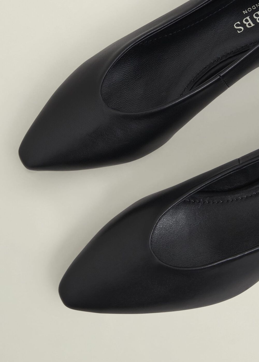 Asher Leather Ballerinas, Black, hi-res