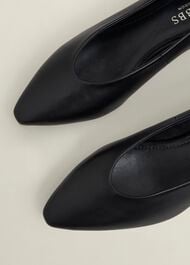 Asher Leather Ballerinas, Black, hi-res