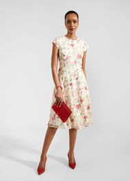 Petite Tia Embroidered Dress, Cream Multi, hi-res