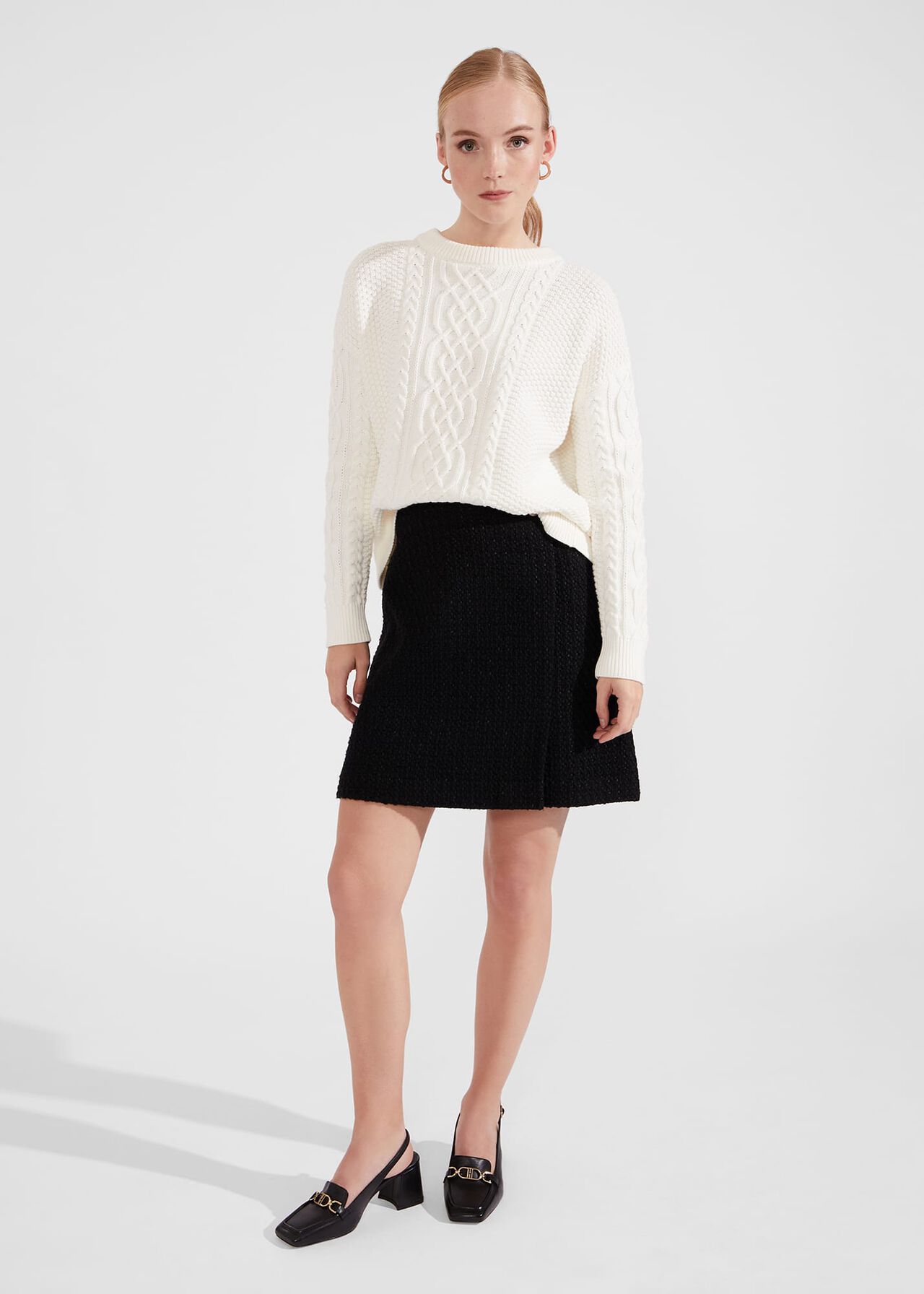 Corina Cotton Cable Jumper, Ivory, hi-res