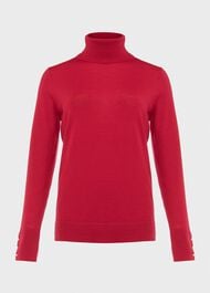 Lara Merino Wool Roll Neck Sweater, Granita Pink, hi-res