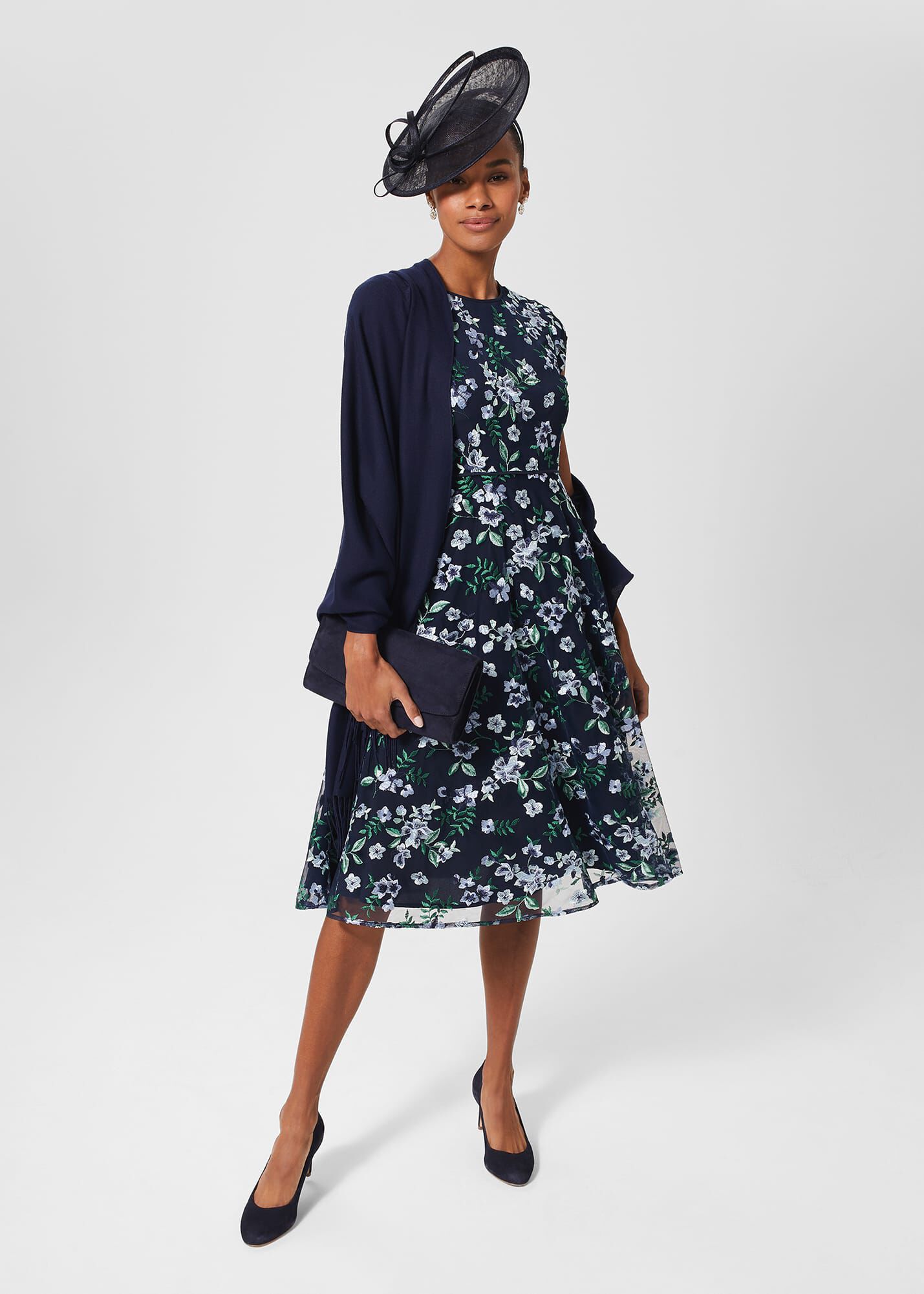 Black and blue floral dress hot sale