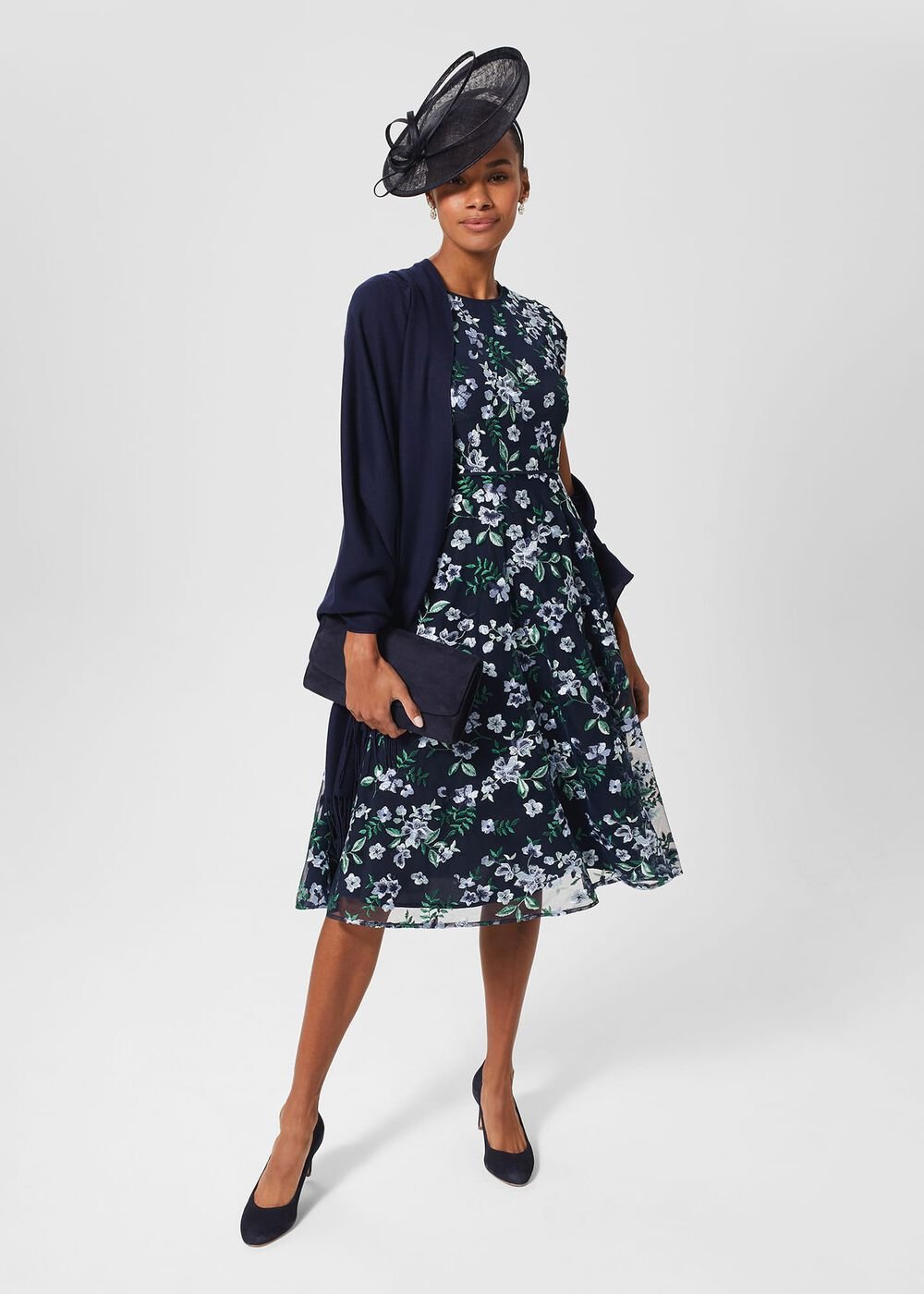 Tia Embroidered Floral Dress, Pale Blue Multi, hi-res