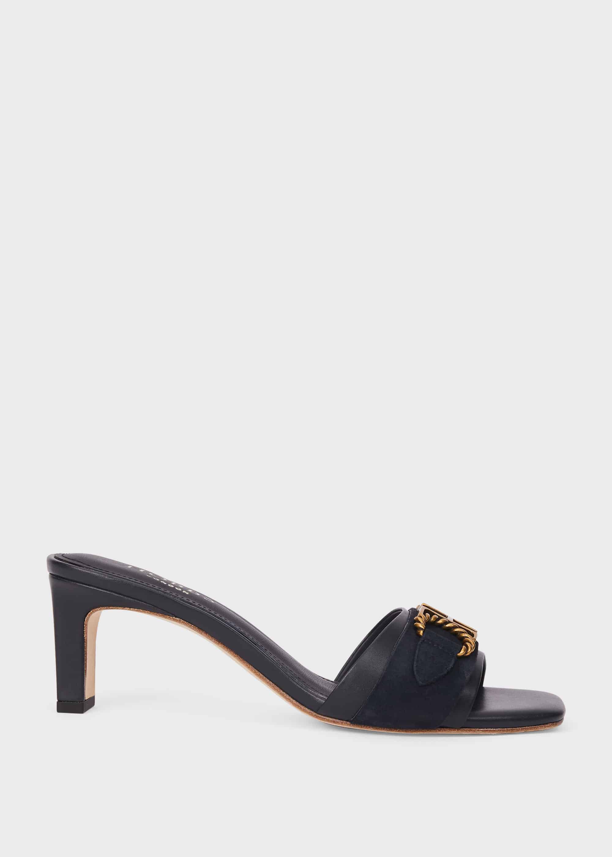 Navy leather mules 2025