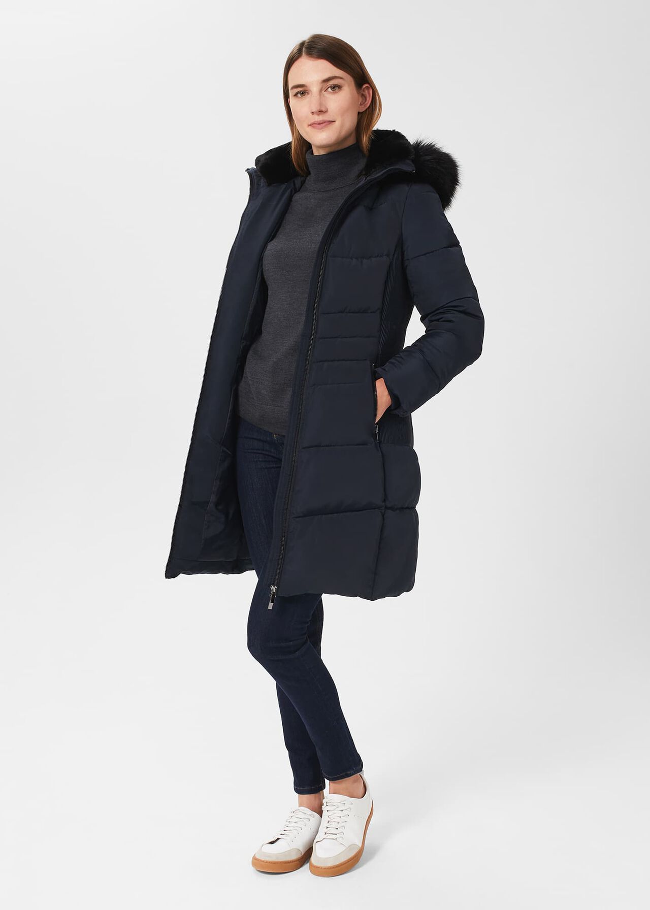 Tali Puffer With Hood, Navy, hi-res