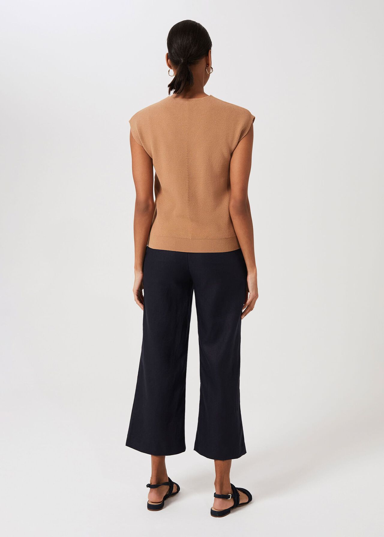 Nicole Linen Wide Leg Pants, Navy, hi-res