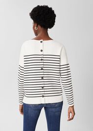 Petra Cotton Striped Jumper, Ivory Navy, hi-res