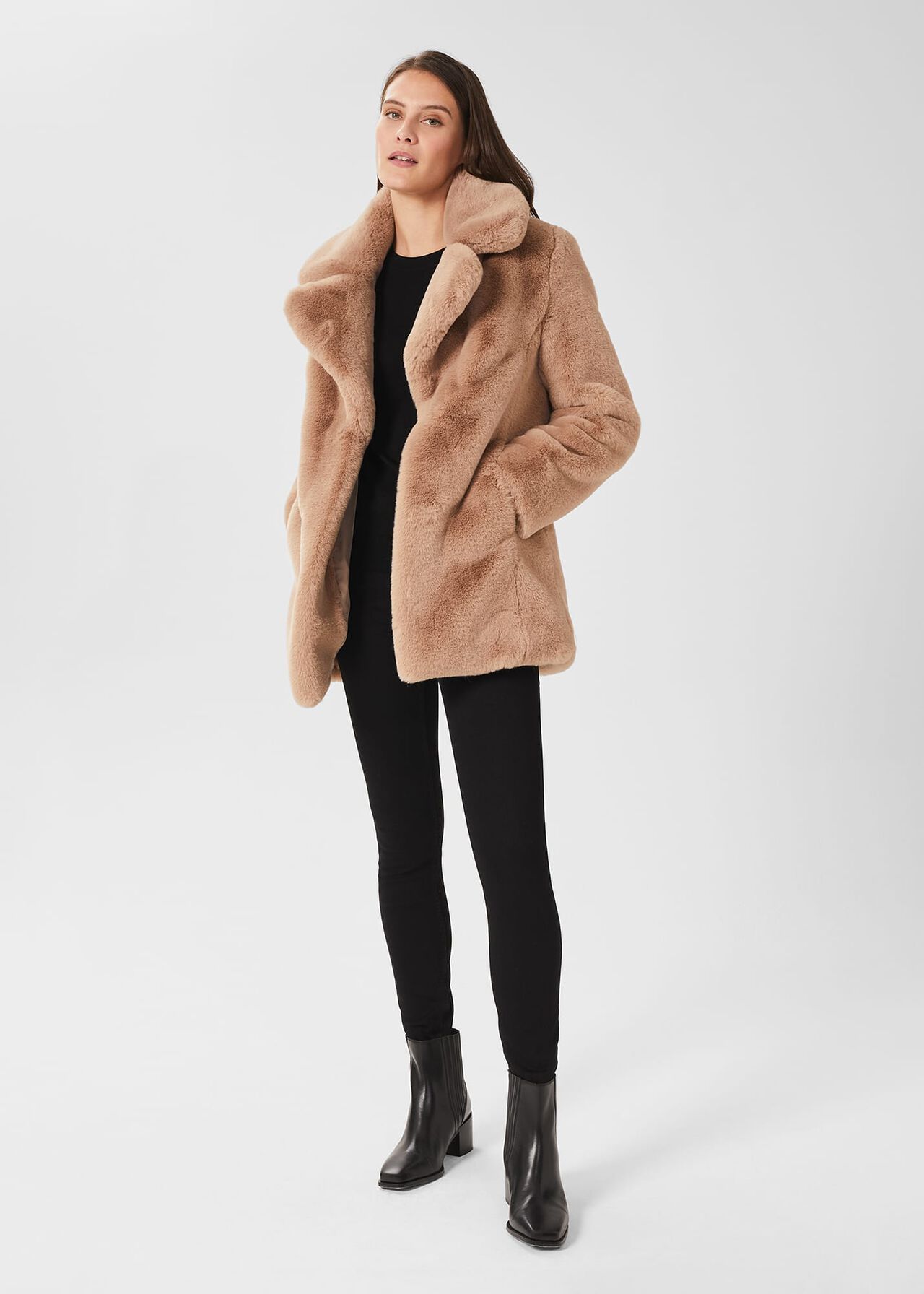 Bethany Faux Fur Coat, Neutral, hi-res