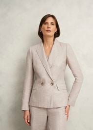 Alessia Linen Jacket, Neutral, hi-res