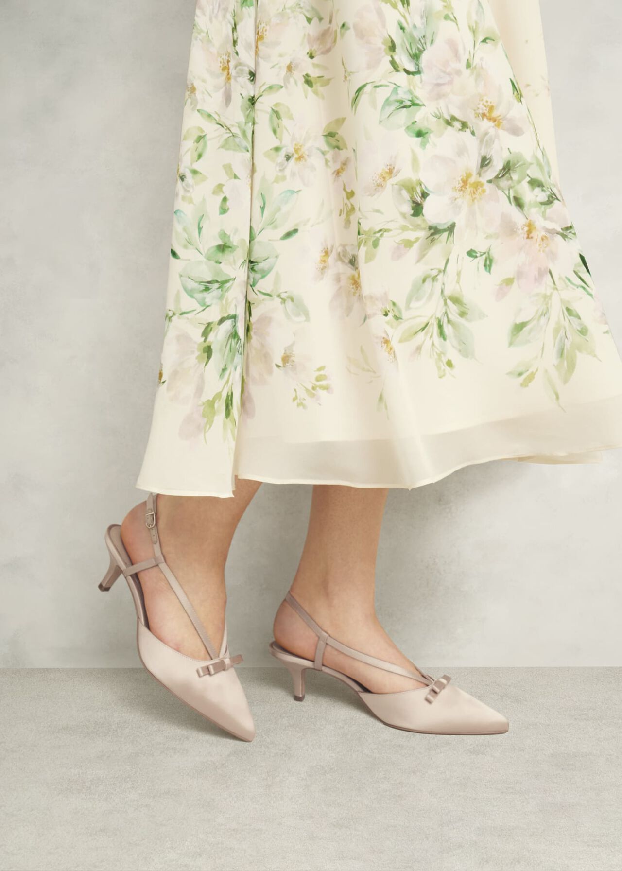Macie Satin Bow Slingbacks, Warm Taupe, hi-res