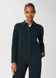 Dawn Cotton Wool Knitted Jacket, Dark Pine, hi-res