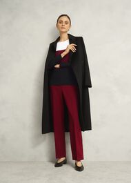 Burgundy Alice Colour Block Crew Neck Knitted Sweater, Beryl Black, hi-res