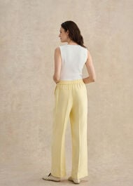 Adalee Linen Wide Leg Trousers, Soft Yellow, hi-res