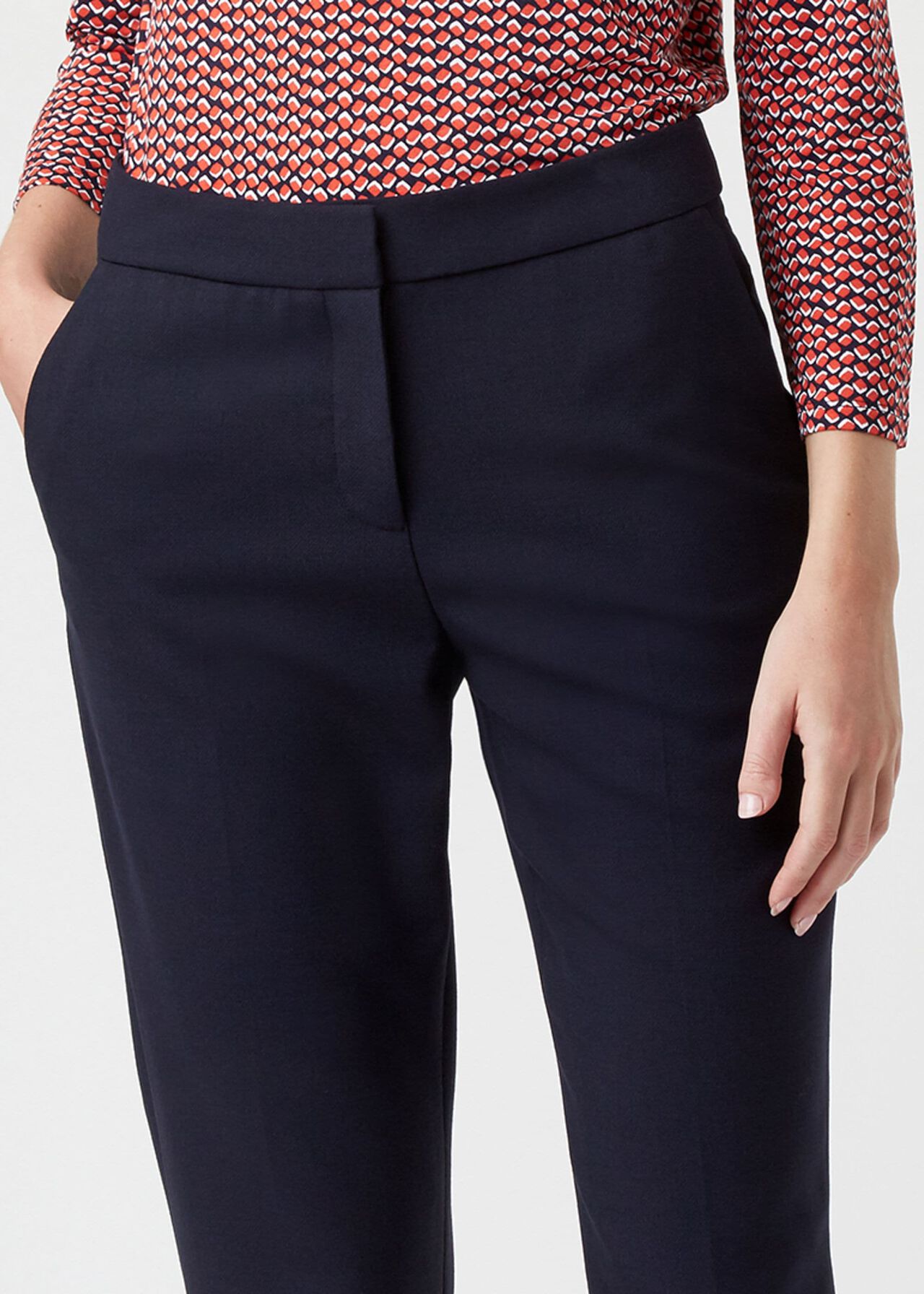 Petite Gael Wool Blend Trouser With Stretch, Navy, hi-res