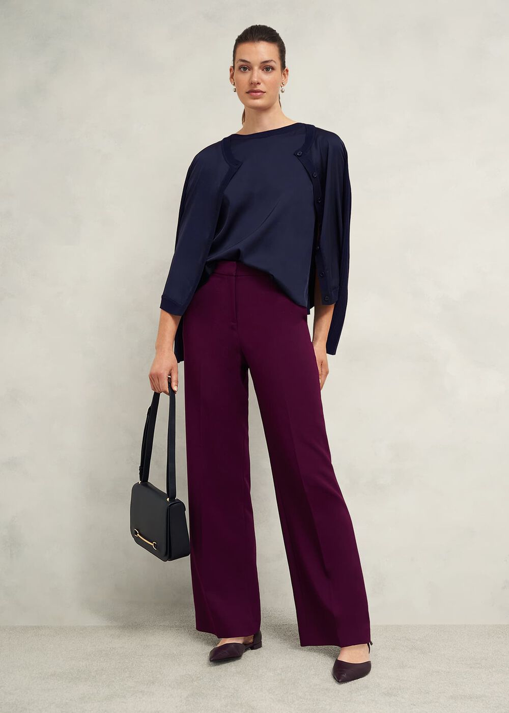 Trina Woven Front Cardigan, Hobbs Navy, hi-res