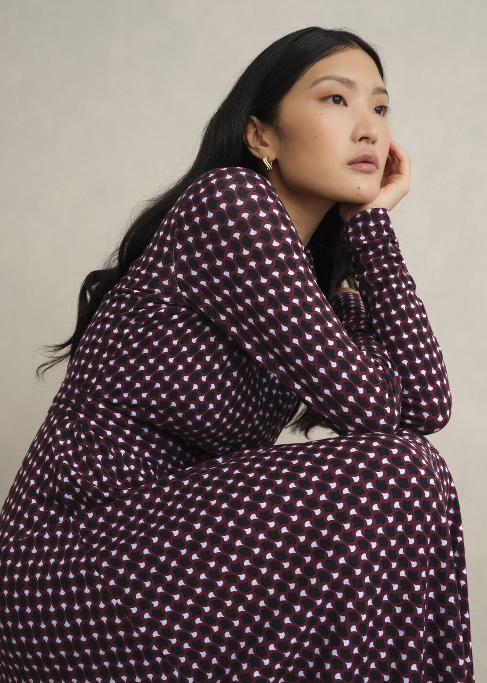 Clarice Jersey Dress, Navy Multi, hi-res