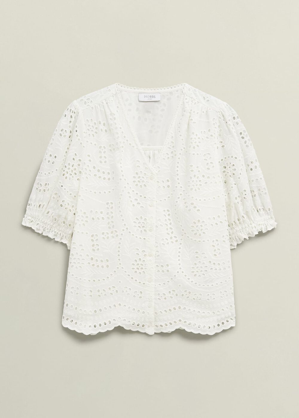 Chiara Broderie Blouse, Hobbs White, hi-res