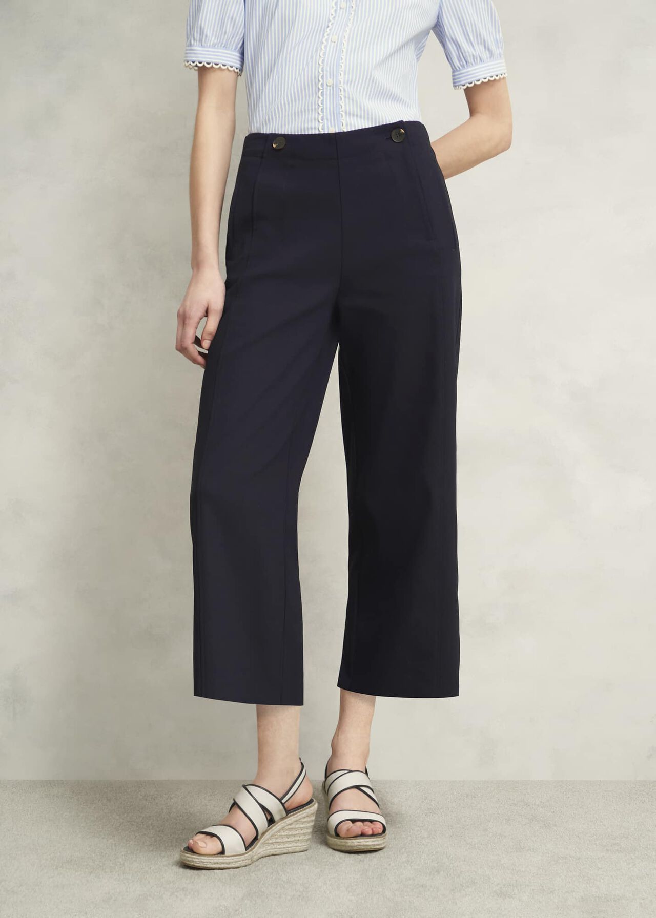 Kimmi Crop Trousers, Navy, hi-res