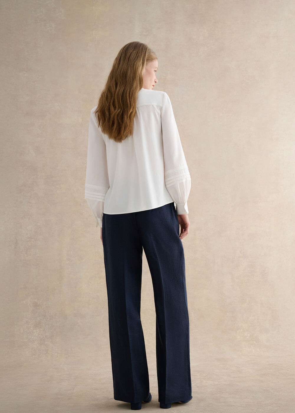 Alessia Linen Wide Trousers, Navy, hi-res