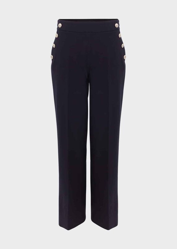 Hana Wide Leg Cotton Blend Trousers