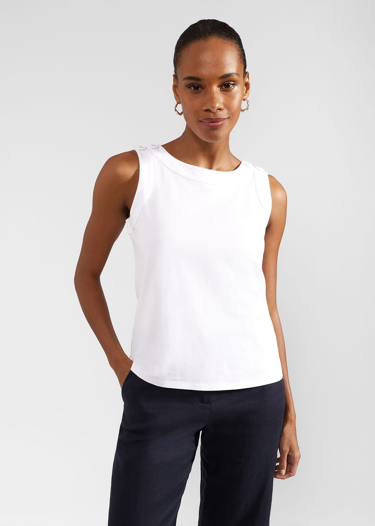 Maddy Cotton Top, White, hi-res