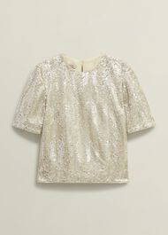 Marlowe Sequin Top, Silver, hi-res