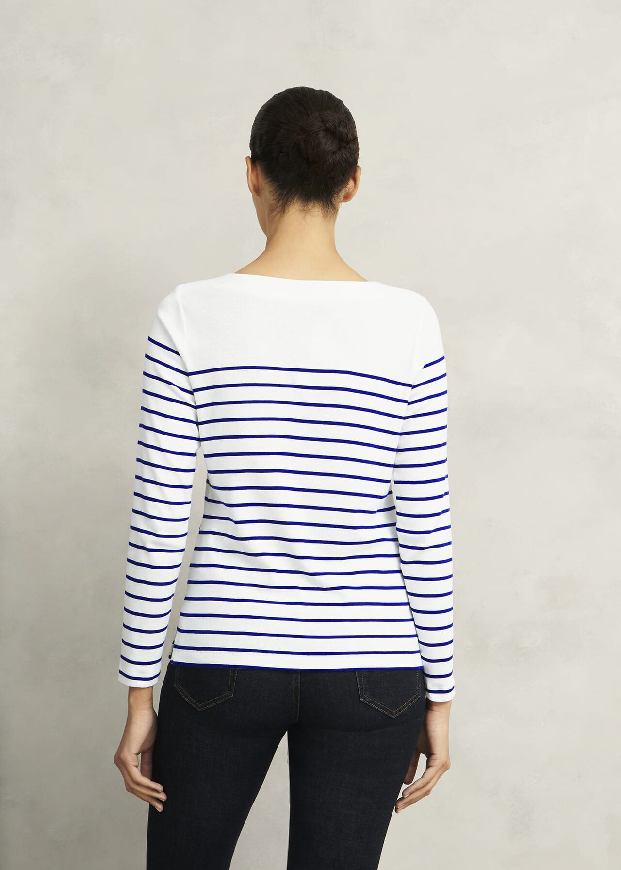 Constance Cotton Striped Top, White Blue, hi-res
