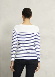 Constance Cotton Striped Top, White Blue, hi-res