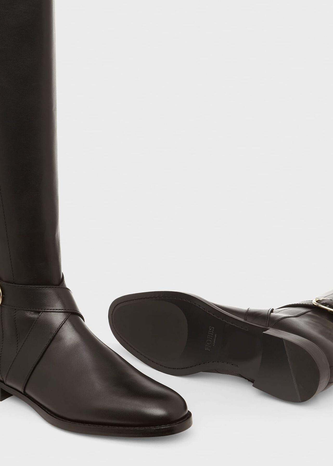 Lisette Leather Knee Boot, Black, hi-res