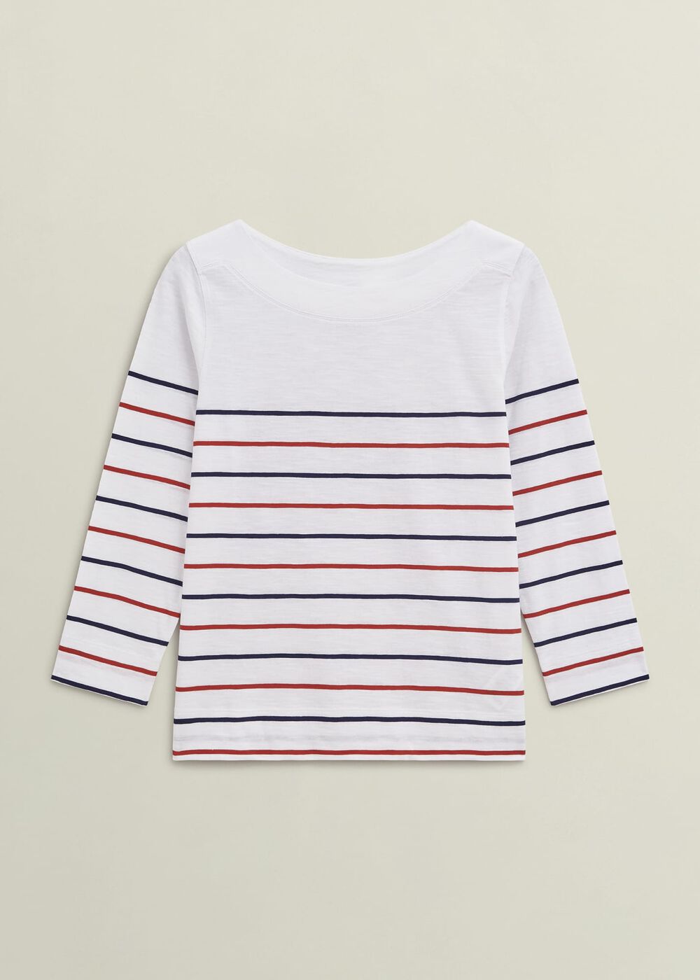 Avia Cotton Slub Striped T-Shirt, White Red Navy, hi-res