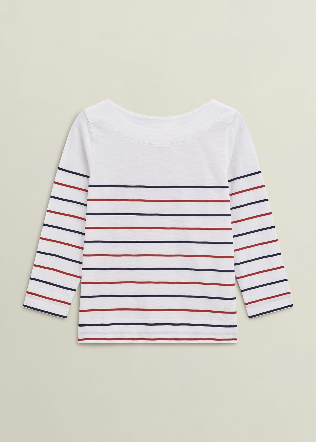 Avia Cotton Slub Striped T-Shirt, White Red Navy, hi-res