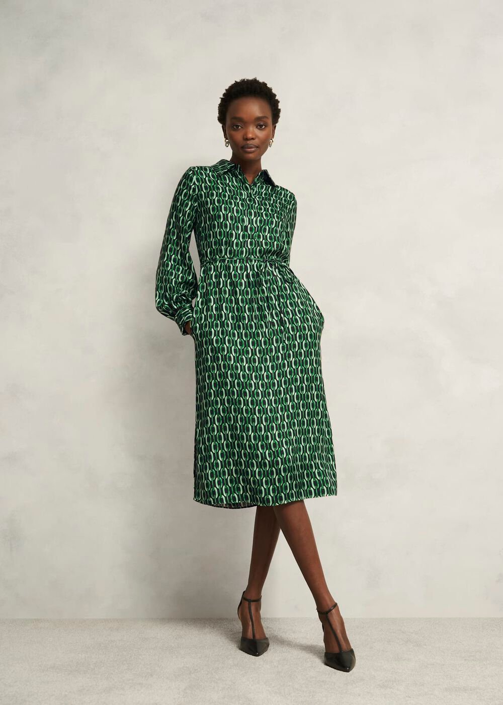 Florian Dress, Navy Green, hi-res
