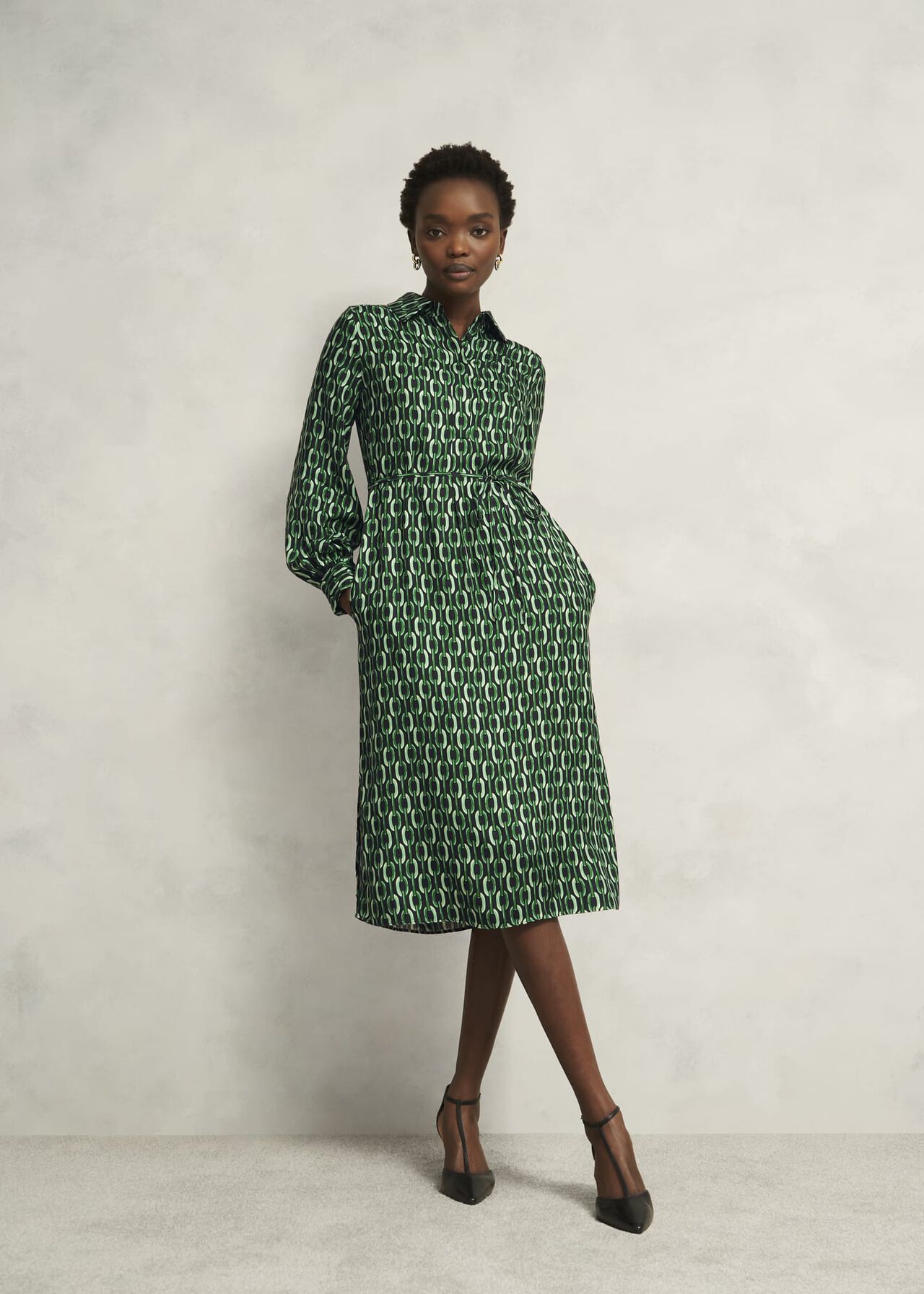 Florian Dress, Navy Green, hi-res