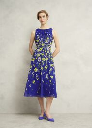 Carly Gathered Neck Dress, Blue Multi, hi-res