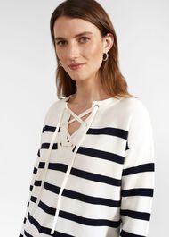 Danica Cotton Jumper, Ivory Navy, hi-res